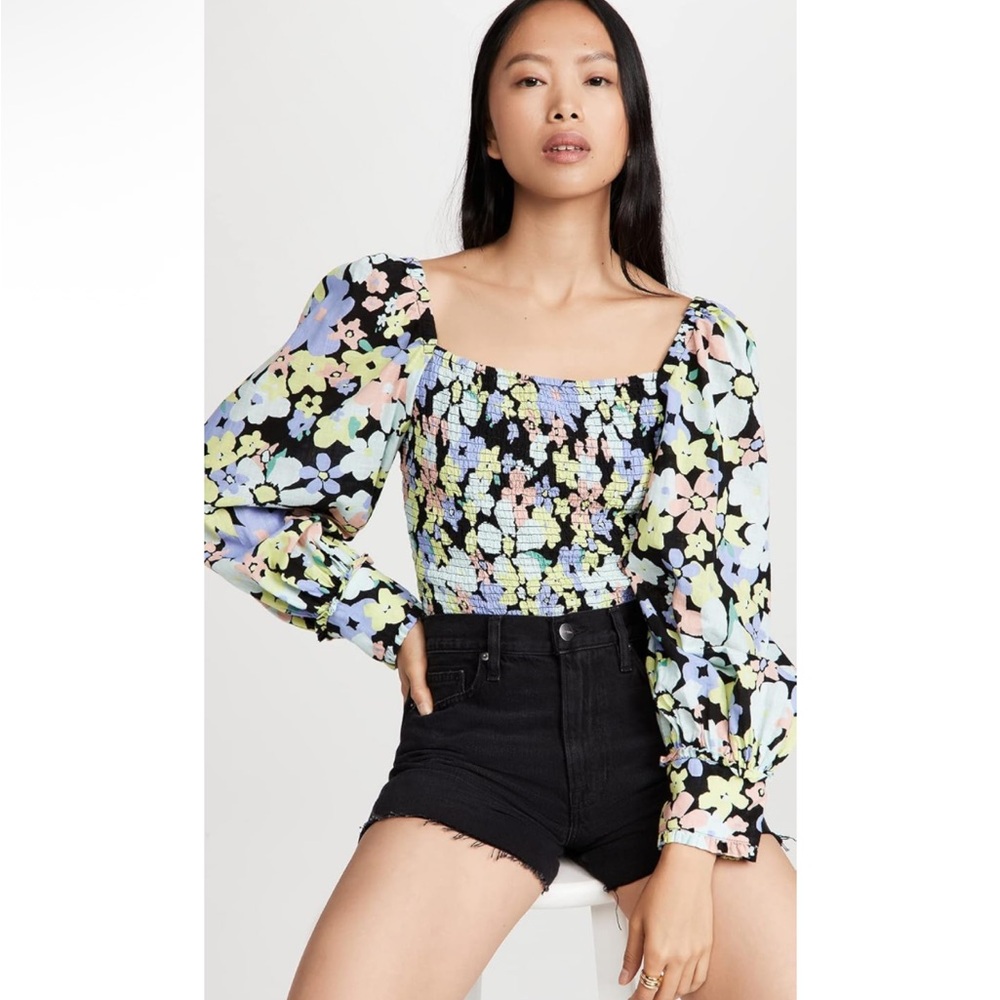 Free People Women's Ariana Printed Top, Retro Combo
